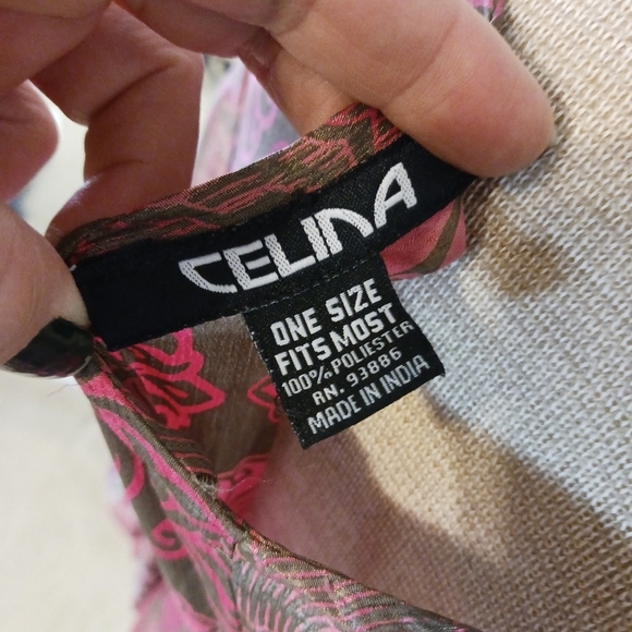 Celina Boho Maxi Womens Dress OSFM Silk Blend Paisley Magenta Wedding Guest - Picture 5 of 12